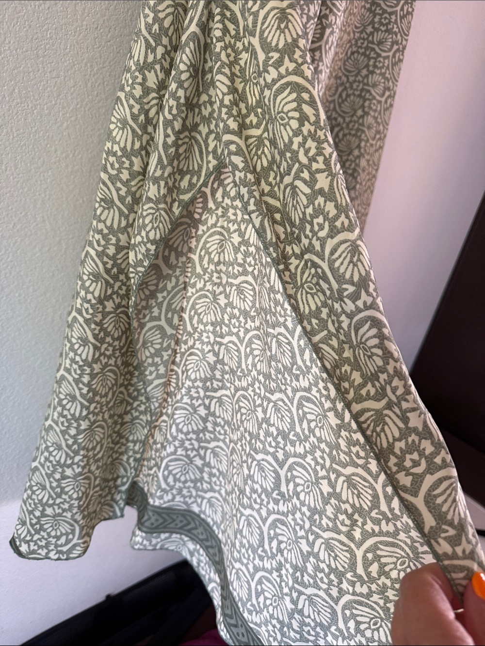 Chai Silk Blend Wide Leg Slit Side Haram Palazzo Culotte Pants, Green, Size M - Picture 5 of 9